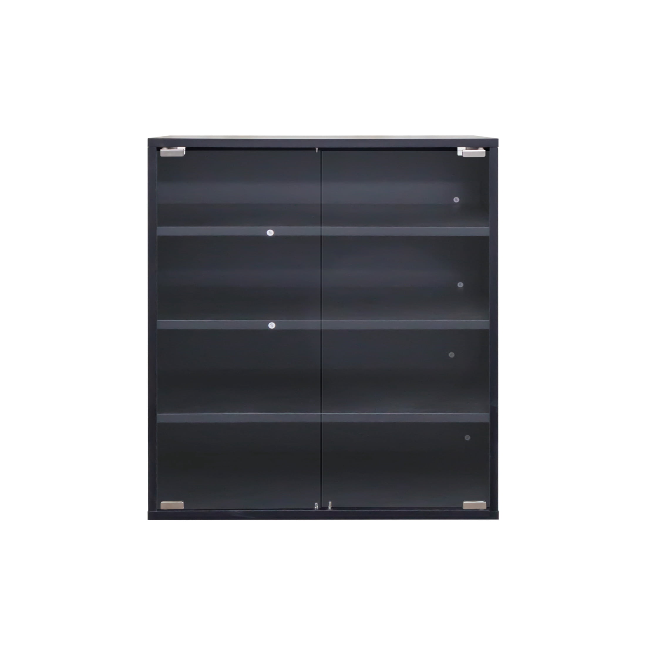 Noble House Kael 23.6" 4-Tier Stackable Shoe Display Cabinet, Tempered Glass Door, RGB LED with Remote, Black