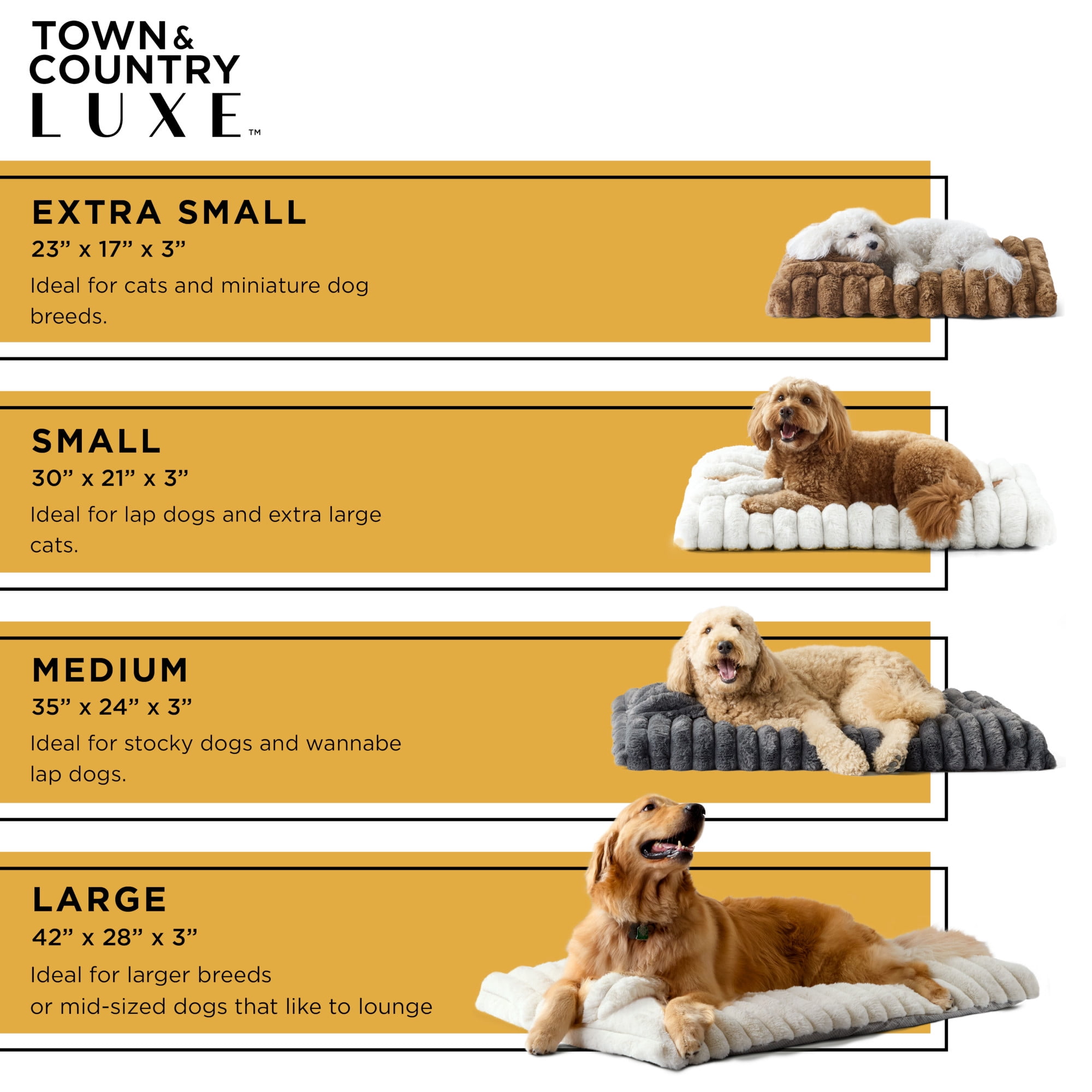 TOWN & COUNTRY LUXE CuddleTown Ribbed Bubble Stripe Pillow Crate Mat Pet Bed, Machine Washable Cover, Soft & Calming, Non-Slip Bottom, Cream, Small 30"x21"x3"