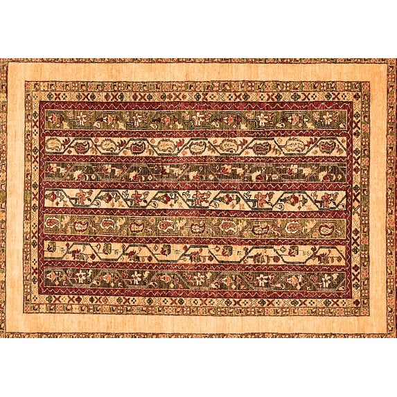 Ahgly Company Indoor Rectangle Abstract Orange Modern Area Rugs, 2' x 5'