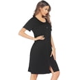 thumbnail image 5 of EKOUAER House Dresses for Women Button Down Nightgowns Short Sleeve Pleated Snap Front Mumu Dress, 5 of 6