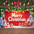 thumbnail image 6 of Red Background Christmas Banner Star Pattern Xmas Banner Snowman Design Santa Claus Print Holiday Banner for Christmas Party Home Decoration Indoor Celebration, 6 of 9
