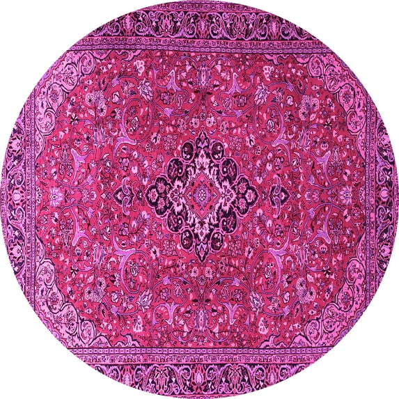 Ahgly Company Indoor Round Medallion Pink Traditional Area Rugs, 8' Round