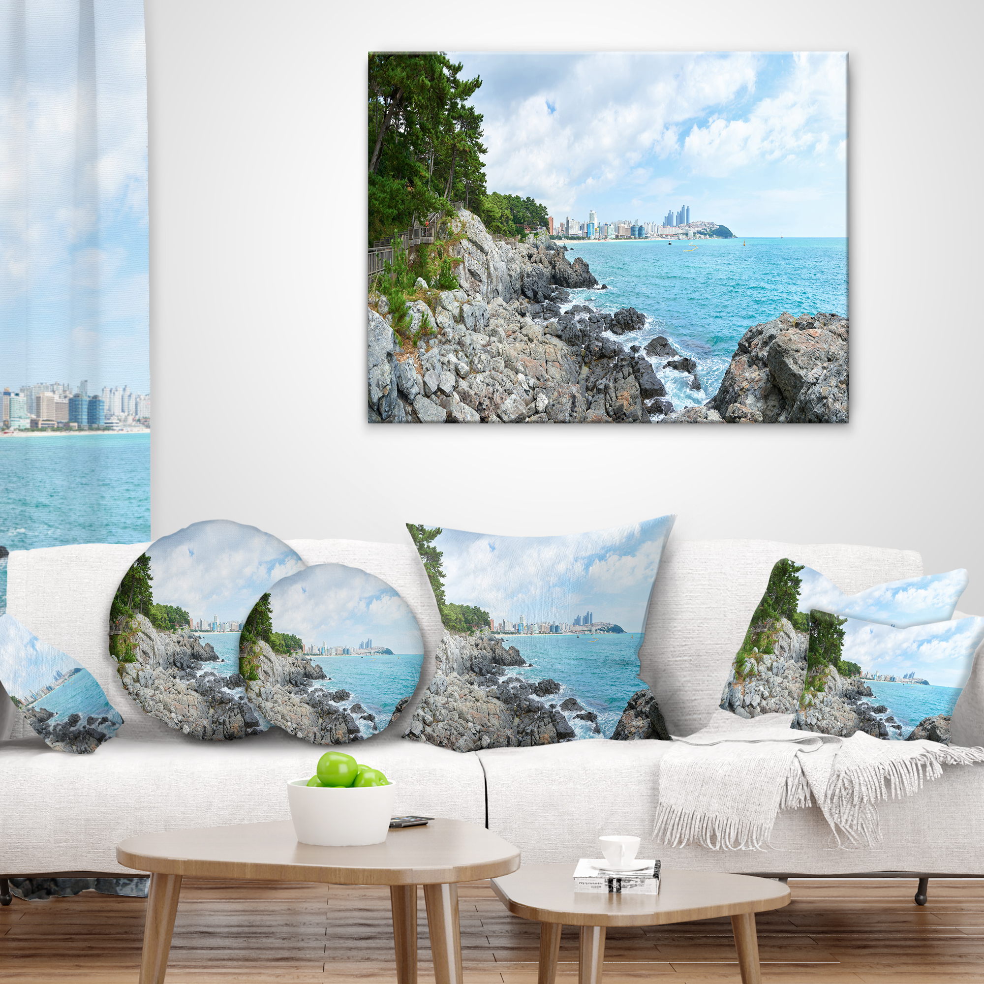 Designart Pathway along the Coast of Dogbane - Landscape Printed Throw Pillow - 18x18