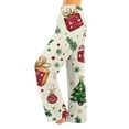 thumbnail image 2 of WTOBBY Women's Cozy Plush Christmas Pattern Pajama Pants - Holiday Themed Sleepwear with Soft Fleece Lining for Winter Home Lounge and Relaxation - Comfortable Fit,Beige L, 2 of 5