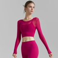 thumbnail image 2 of SWSMCLT Women's Long Sleeve Top Mesh Yoga Shirt Soft Fashion Cut Out Fitted Pull On Cami Crop Yoga Sheer Backless Rose Medium, 2 of 5
