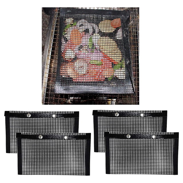 4x Bolsa de malla para barbacoa Bolsa para asar a la parrilla con resistencia a altas temperaturas para picnic al aire libre Macarena Bolsa de malla para parrilla de barbacoa
