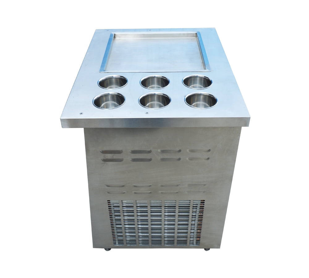 Techtongda Single Flat Pan Fried Ice Cream Machine Ice Cream Maker with Dust Cover Commercial Make Dessert