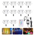 thumbnail image 1 of Yeacher 10PCS/Set Recessed RGB LEDs Deck Light Kit with Controller In Ground Outdoor Landscape LEDs, 1 of 8