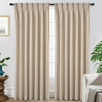 DriftAway Pinch Pleat Valance Kitchen Curtains Linen Textured Short Curtains for Small Window Bathroom 2 Panels Cafe Curtains Back Tabs Farmhouse Rustic Curtain 30 x 24 Inches Light Linen