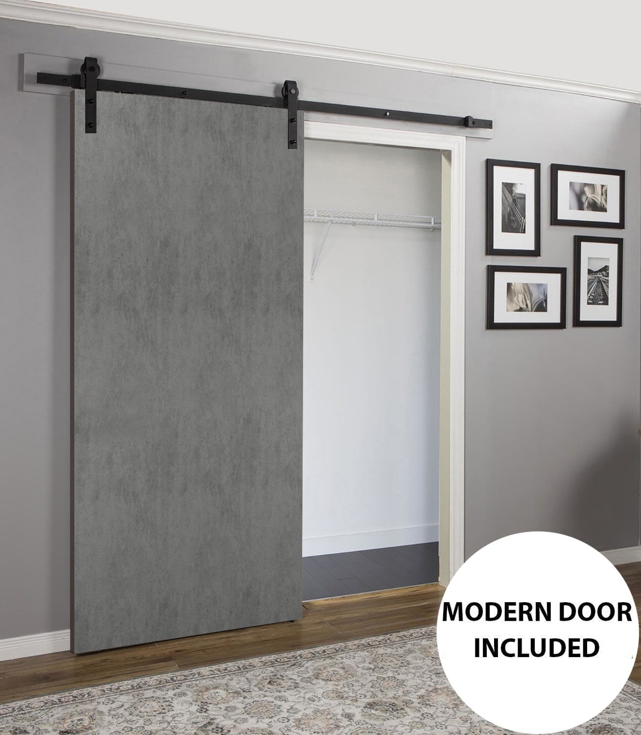 Sturdy Barn Door with Hardware – Planum 0020 Matte Black – details