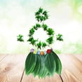 thumbnail image 5 of 5 piezas de falda de hula, conjunto de disfraz hawaiano con hojas verdes, collar, pulseras, diadema, regalos de fiesta de Luau para la playa, suministros para fiestas de Luau (niños), 5 of 5