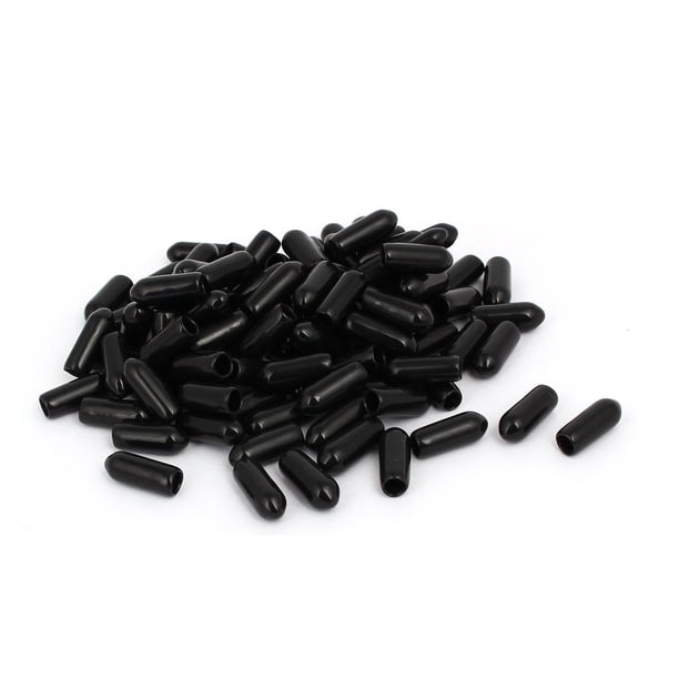 Cubierta protectora de rosca de caucho negro de 4mm de diámetro interno Uxcell 100Pcs