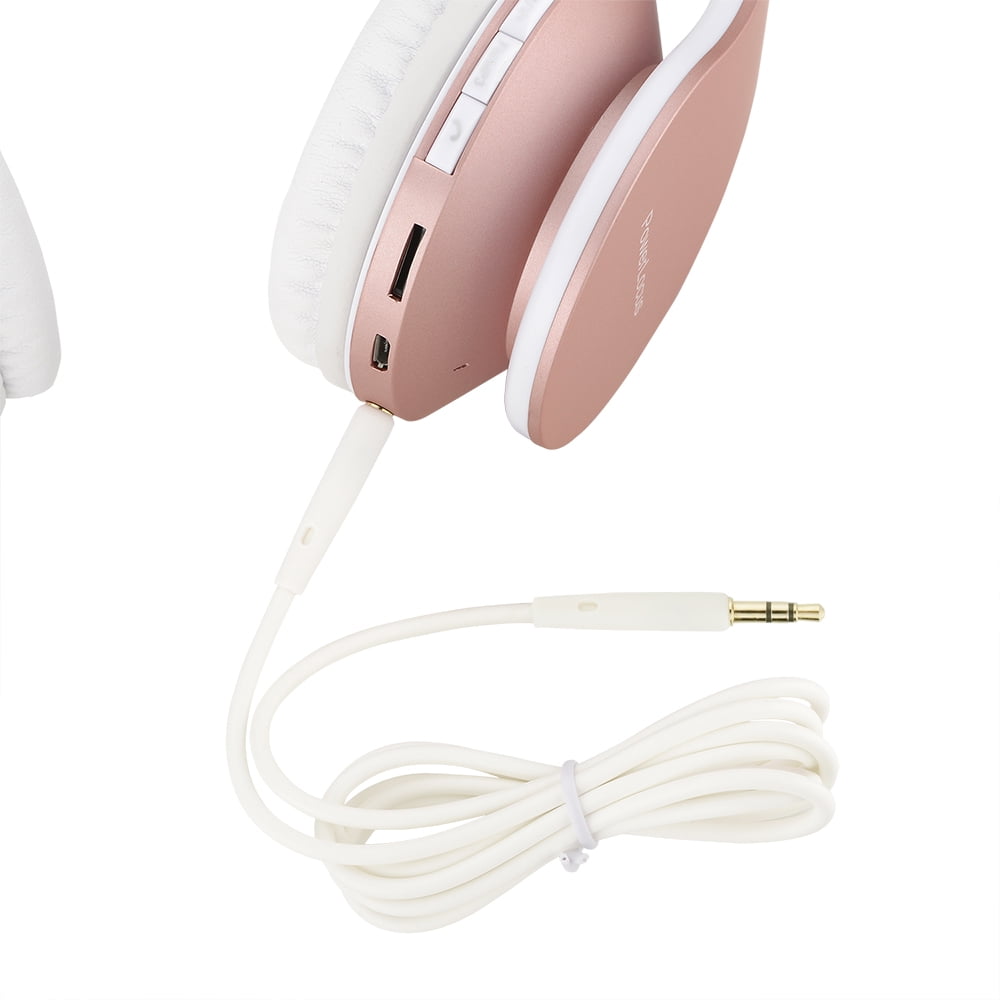 PowerLocus - Audífonos inalámbricos Bluetooth para usar sobre las orejas,  estéreo, plegables, con cable y micrófono incorporado para iPhone, Samsung