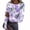 Purple, variant on Women Ribbed Long Sleeve Top Crewneck Floral Print Slim Fit Pullover Lightweight Stretchy Shirts Soft Basic Tees Casual Fall Street Outfits