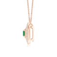 thumbnail image 2 of Angara Natural 0.1 Ct. Emerald with Diamond Halo Pendant Necklace in 14K Rose Gold for Women with 18 Inch Cable Chain, 2 of 8