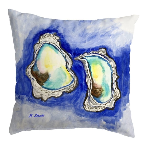 Betsy Drake Interiors Aqua Oysters No Cord Pillow 18x18