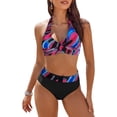 thumbnail image 3 of Swim Suits for Women 2024 Two Piece Fashion Bathing Suit Front Cross Swimsuit with Shorts Tummy Control Push Up Bikini Sets, 3 of 5
