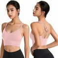 thumbnail image 4 of Pink XX-Large Womens Cross Back Sport Women Bras Plus Size Push Up Bras Padded Strappy Criss Women S Bras Cross Cropped Bras for Seamless Bra Yoga Workout Fitness Bras, 4 of 5