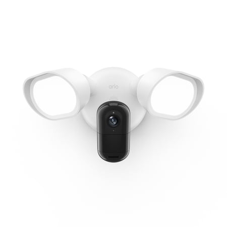 Arlo Wired Floodlight Security Camera 2K HDR Video 2000 Lumens Integrated Siren Color Night Vision