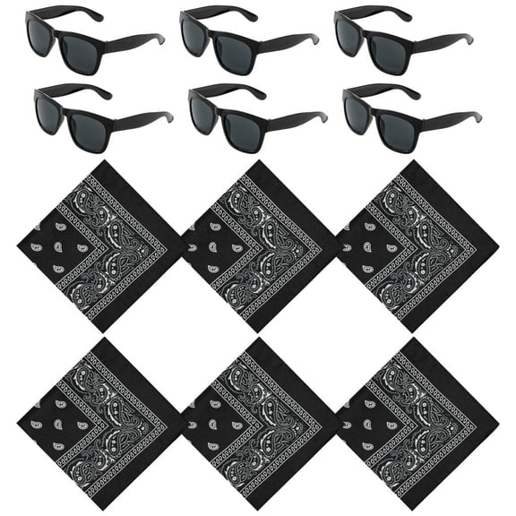 Haooryx Party Accessories Western Bandanas with Sunglasses,12Pack