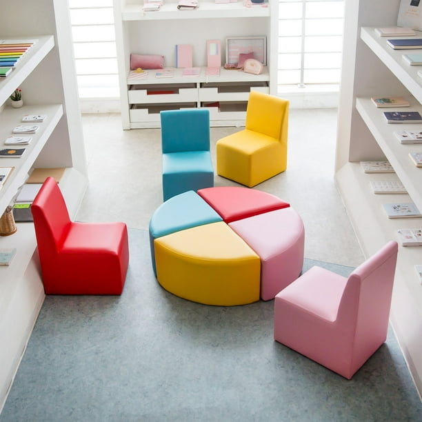 Kinbor kids Sectional Sofa Preschool Chairs with Stool ...