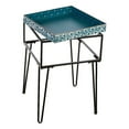 thumbnail image 2 of Metal Table with Glass Top and Teal Metal Planter Dish, 2 of 3