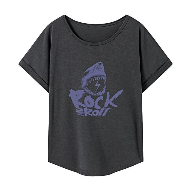 Camiseta para mujer de verano cómoda y moderna camisa con cuello redondo para viajes de vacaciones XL