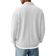 thumbnail image 4 of GrmtClth Shirts for Men Long Sleeve Lapel Button Collar Textured Polo Pullover Fall Winter Loose Casual Daily Streetwear Top White M, 4 of 4