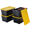 thumbnail image 1 of Set 4 Cajas Organizadoras Uso Rudo X Pross 30 Galones Amarillo con Tapa Apilables, 1 of 6