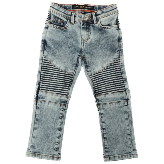 X RAY JEANS Toddler Boy's Stretch Moto Jeans, Bleach, 3T