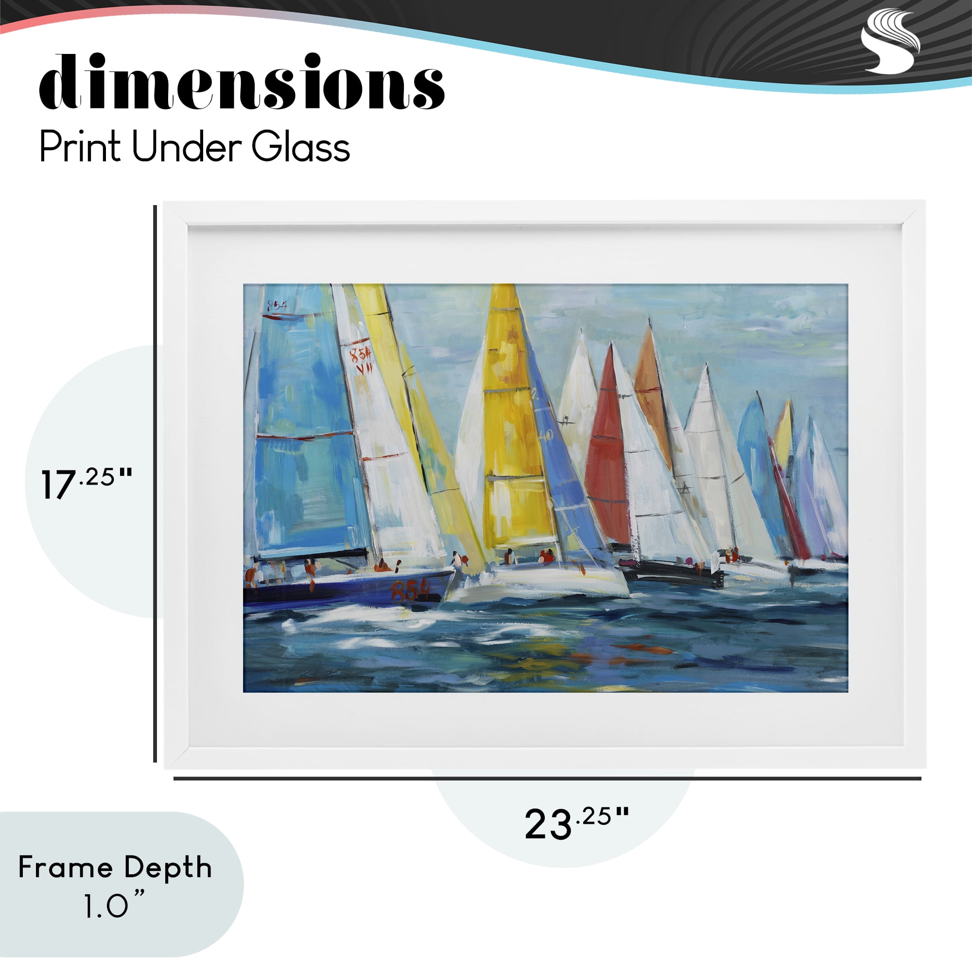Stupell Industries Colorful Sails Coastal Scene White Framed Print Under Glass, design by Lorenzo Collective