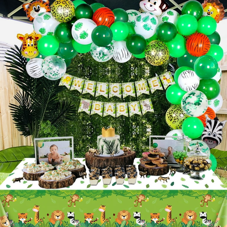 4 Pcs Jungle Safari Tablecloths Wild One Table Covers Disposable Waterproof Animal Print Tablecloth Jungle Party Decorations Birthday Party Supplies