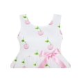 thumbnail image 4 of Girls Dress Pink Apple Green Leave Print Satin Bow Tie 5, 4 of 4