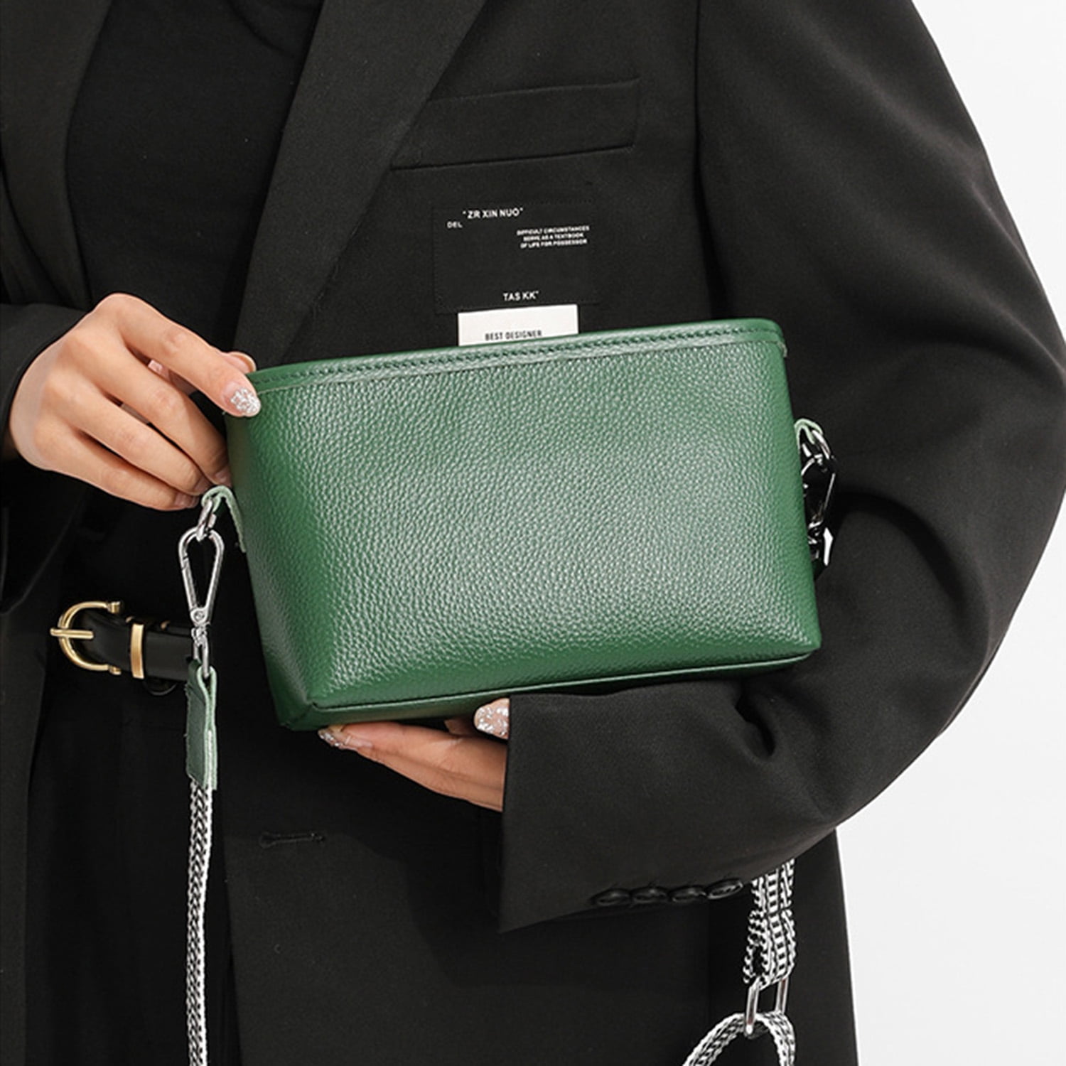 KAWELL Womens Leather Crossbody Bag with Wide Strap Top Zip Camera Purse Trendy Design