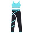 thumbnail image 3 of Nyeemya Kids Girls 2 Piece Tracksuit Sleeveless U Neck Tank Top Sport Bra with Colorblock Legging Set Blue Green 14, 3 of 6