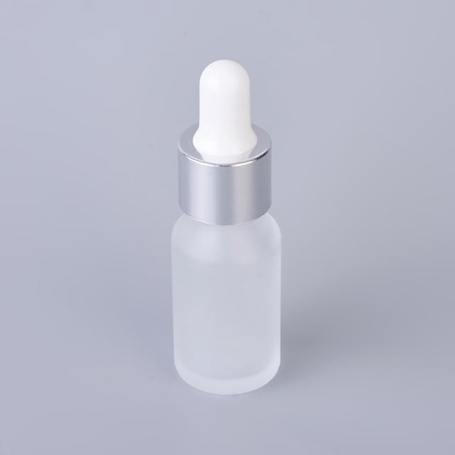 10ml Frosted Glass Bottle with Long Thin Dropper Silver 8x2.5cm Capacity: 10ml