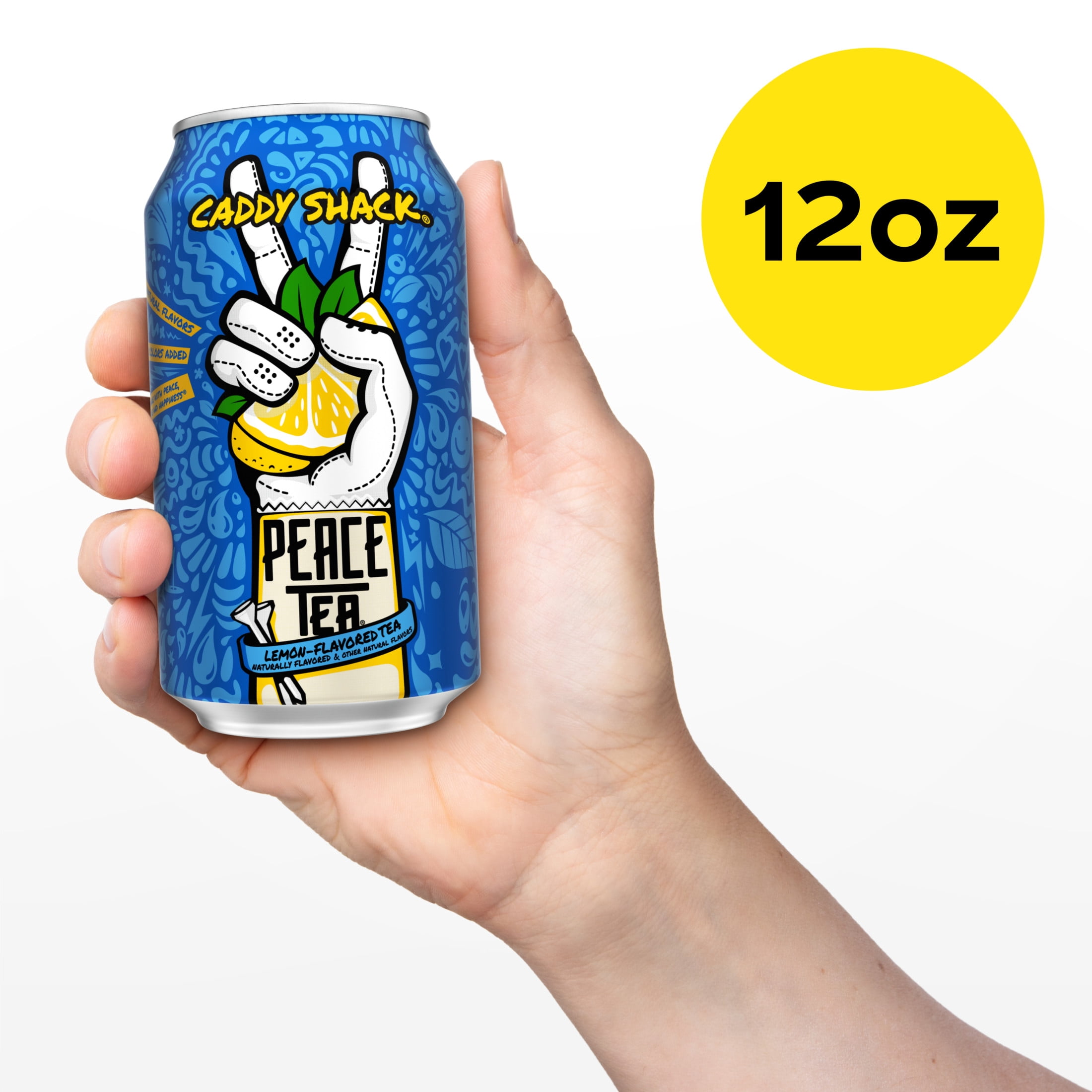 Peace Tea Caddy Shack Lemon-Flavored Canned Iced Tea, 12 fl oz, 12 Pack