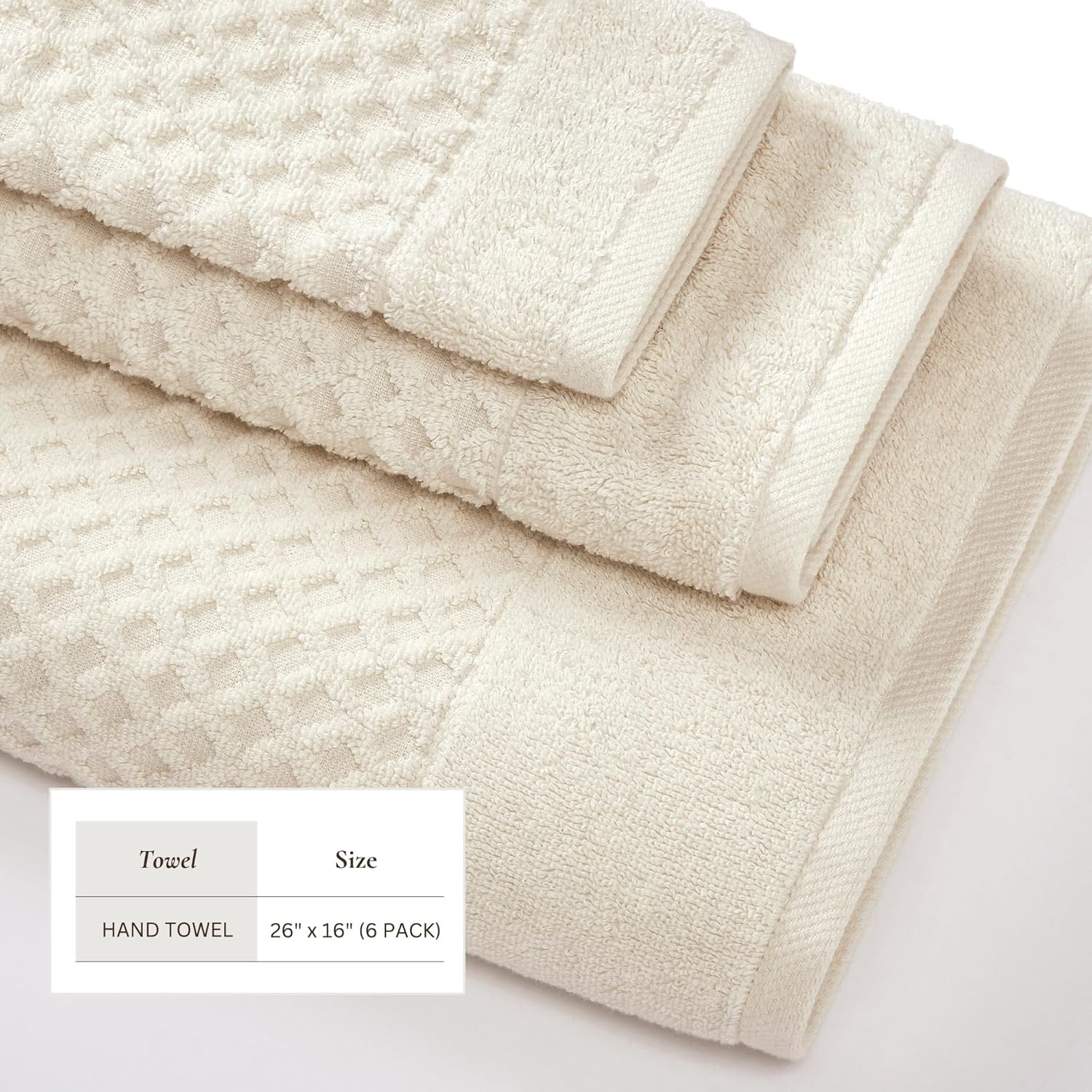Hand Towels -   Cotton 6 Pack 26x16 Hand Towel Set - Absorbent, Durable, Quick-Dry Towels for Bathroom (Oatmeal)