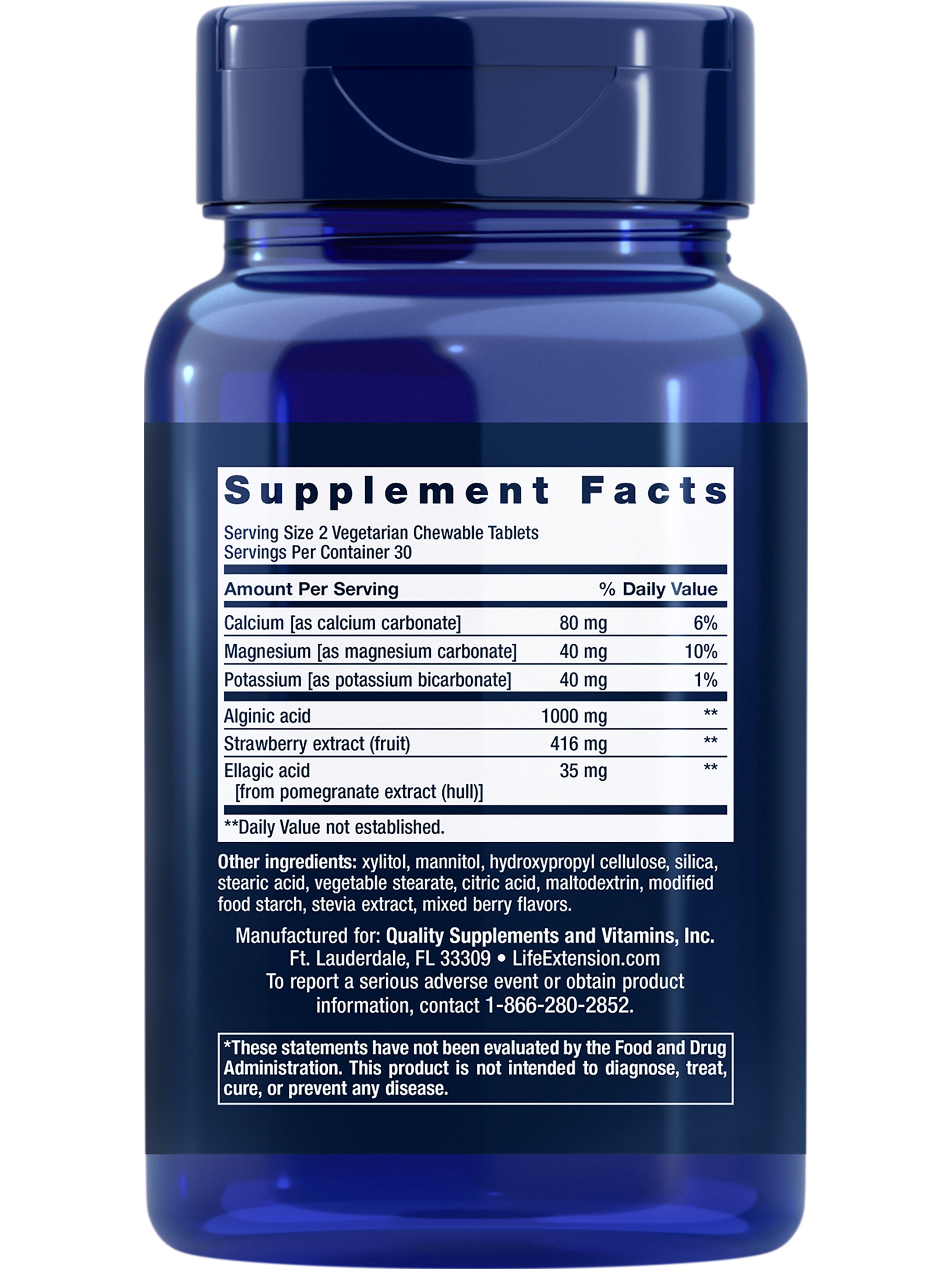 Life Extension Esophageal Guardian, alginic acid, potassium bicarbonate, get long-lasting relief from gastric distress, vegetarian, non-GMO, gluten-free, 60 vegetarian chewable tablets