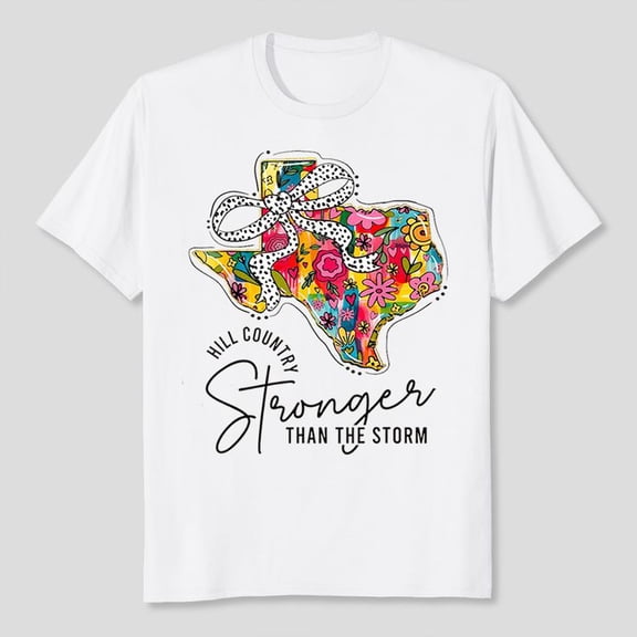 Girly Pray For Texas Strong 2025 Floral Coquette Bow USA T-Shirt Men's And Women's Graphic Tee 100% Cotton by TBun, Full Sizes S-5XL