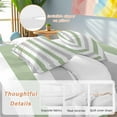thumbnail image 2 of Geometric Sage Bedding Duvet Cover Set Twin Size 4 Pieces Green and Gray Stripes Soft Twill Plush Quilt Cover, Include 1 Duvet Cover 1 Flat Sheet And 2 Pillow, 2 of 7