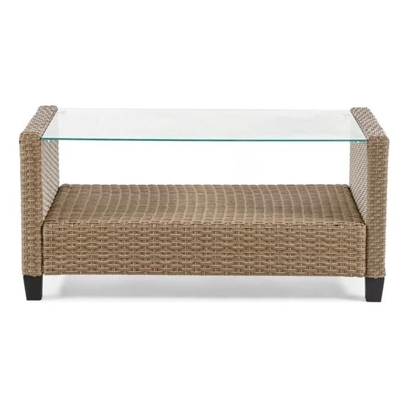Muse & Lounge Co. Fields Outdoor Patio Coffee Table in Natural Wicker / Rattan