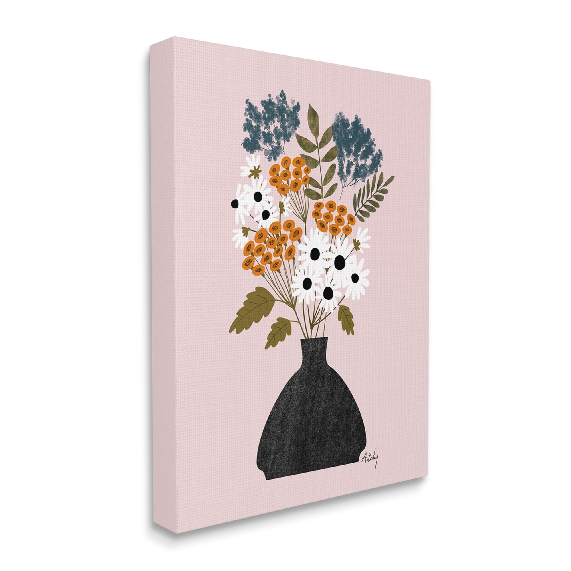 Anne Bailey Art Bold Mixed Flowers Bohemian Spring Vintage Pot 30 in x 40 in Painting Canvas Art Print, by Stupell Home Décor