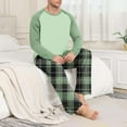thumbnail image 4 of Yievot Mens Pajama Set Crew Neck Long Sleeve Sleepwear and Plaid Sleep Pants 2 Piece Loungewear with Pockets Soft Comfy Nightwear, 4 of 7