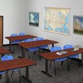 thumbnail image 2 of Regency Cain 72 x 24 in. T-Base Training Seminar Table- Cherry & 2 M Stack Chairs- Blue, 2 of 7