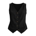 thumbnail image 3 of Ankola Women's Linen Vest V Neck Button Down Business Work Vacation Sleeveless Blazer Waistcoat Jacket, 3 of 6