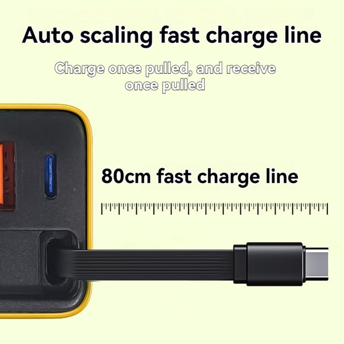 Beproudlevel 3 in 1 Charger Retractable 80w Max Fast, Scalable Charging Module with Type-C Cable & USB Port, Universal All in One Multi Phone Charger with Wall Plug, for Phones, Tablets (2PCS)