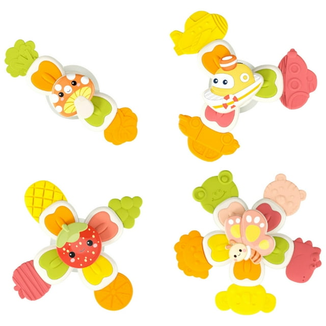 4pcs Spinner Toys Suction Cup Rotatory Bath Toys Colorful Windmill Toy Improve Fine Motor Skills Baby Suction Toys For Infants Persistent Rotation Hand-eye Coordination Training Sensory Development