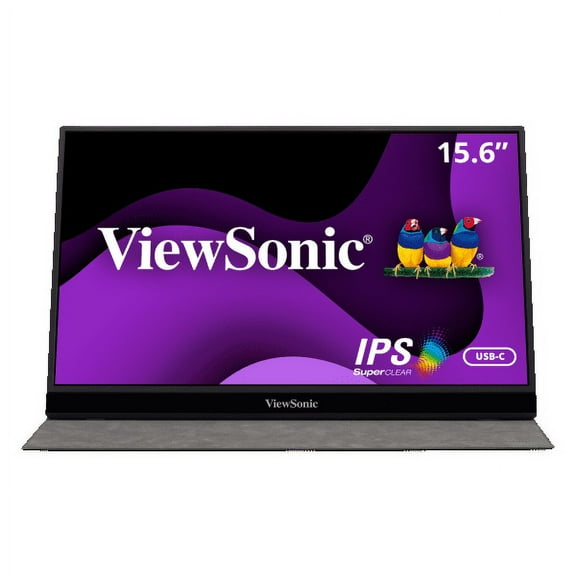 Viewsonic 15.6 Inch 1080p Portable Monitor With 2 Way Powered 60w Usb C, Ips, Dual Speakers, Frameless Design, Built In Stand With Cover Vg1655