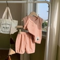 thumbnail image 2 of ZHUASHUM Gril Outfits Solid Color Round Neck Sleeveless Tank Top Casual Shorts Daily Wear Pink 6-12 Months, 2 of 4